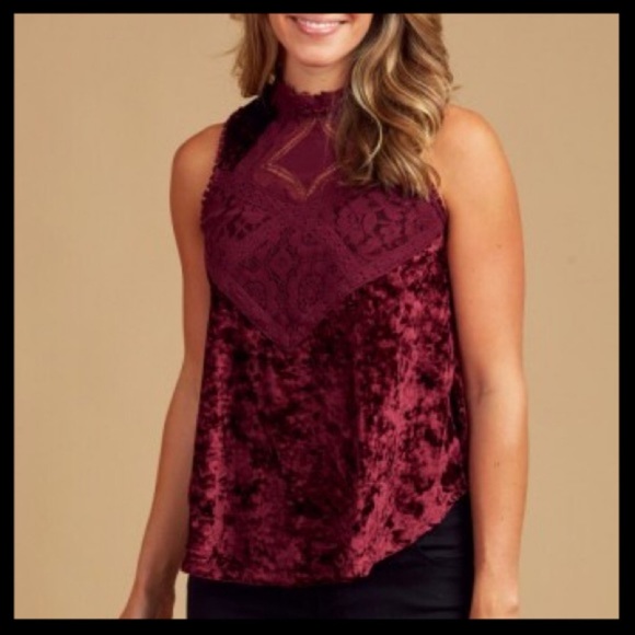 Altar'd State Tops - Altar’d State Valdez Velvet Lace Top